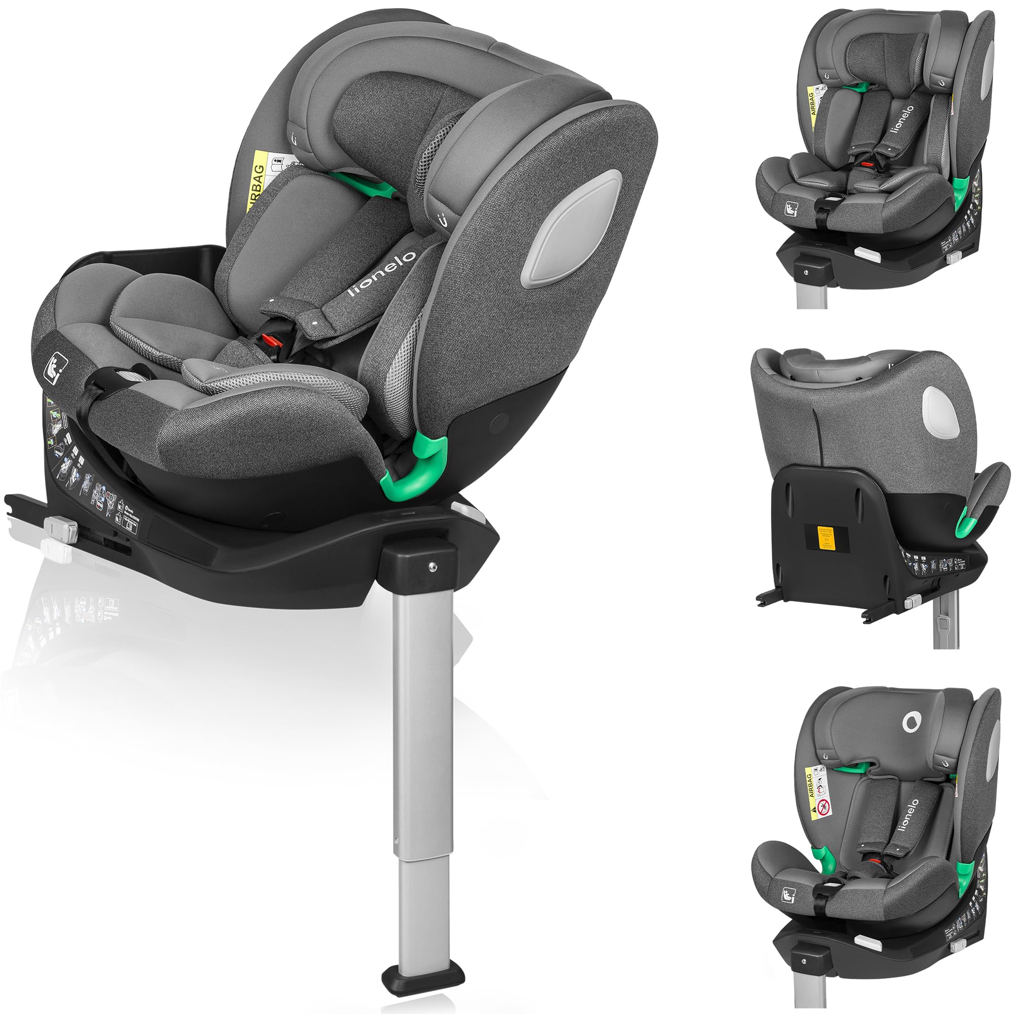 Silla de coche giratoria 360 LIONELO BRAAM i-Size segura con ISOFIX 7