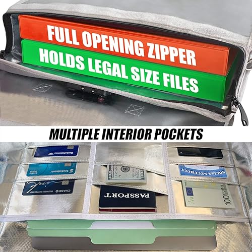 Miniatura 3 de TRIKTON XL 16 x 12 x 3.5, bolsa de seguridad ignífuga para documentos con cerradura TSA, XL, cremallera de apertura completa, almacena archivos de