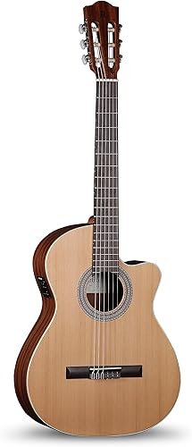 Alhambra Guitarra acústica-eléctrica de 6 cuerdas, derecha, cedro rojo sólido, corte (1OP-CW-US)