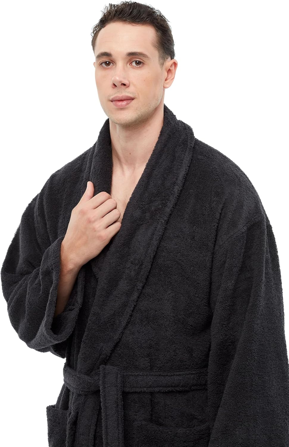 Arus Men's Shawl Collar Robe, Turkish Terry Cotton Bathrobe with Regular and Full Length Options - Image 4