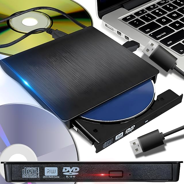 Retoo Zewnętrzny napęd DVD USB 3.0 Type-C CD DVD +/-RW Optical Drive USB C Burner Slim CD/DVD ROM Rewriter Writer Reader Portable for PC Laptop Desktop MacBook Mac Windows 7 8.1 10 Linux OS Appl