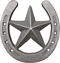 2pcs Cast Iron Horseshoe with Star Wall Decor, Medium Horseshoe Durable Cast Iron for Indoor Or Outdoor