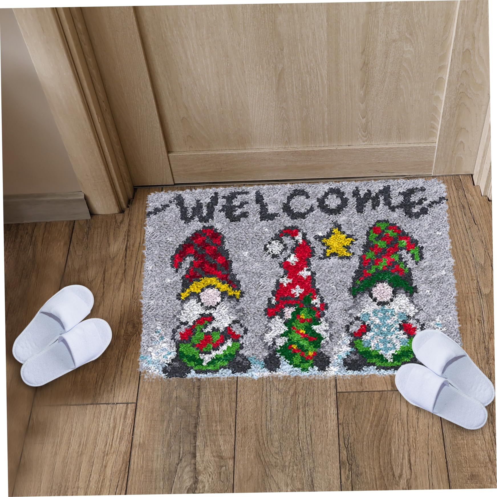 Kit ganci a chiavistello per adulti, kit di arazzi incompiuti stampati di Natale, kit di tappeti per bagno fai -da -te, kit di recitazione da ricamo a tappeto per adulti per bambini principianti