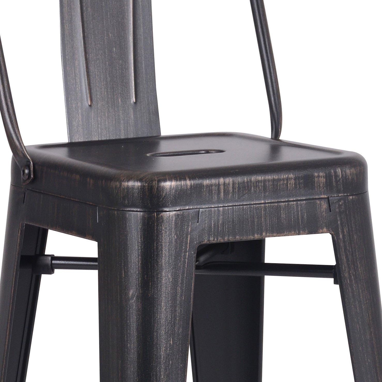 AC Pacific Modern Industrial Metal Bar Stool, Bucket Back and 4 Leg Design Ideal for Kitchen Island or Counter Top, Set of 2, 30" Seat, Distressed Black : Everything Else