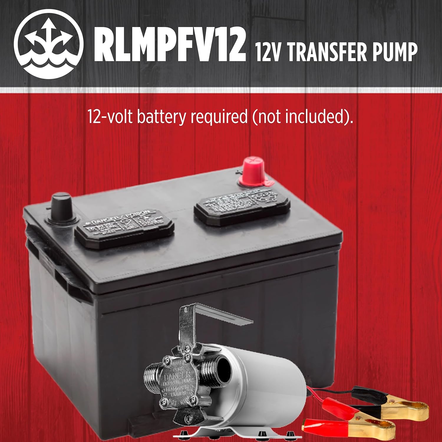 Red Lion RLMPFV12 12-Volt DC, 1/12 HP, 300 GPH Non-Submersible Multi-Purpose Transfer Pump, White, 14942014