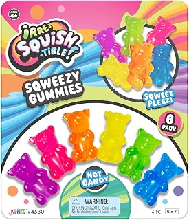 JA-RU Mini Gummi Bears Pencil Toppers for Kids (1 Pack, 6 Bears Each) Mochi Squishy Toys. Stress Relief Fidget Toys. Bulk Party Favors & Cool School Supplies. 4530-1s
