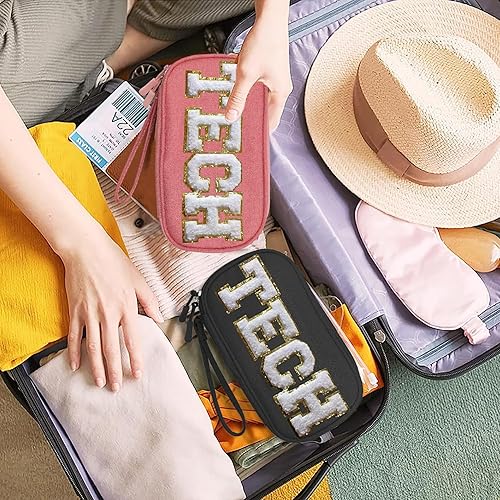 Miniatura 5 de COSHAYSOO Bolsa organizadora de artículos electrónicos pequeños de chenilla, regalo de graduación para mujer, accesorio de viaje, accesorio de viaje