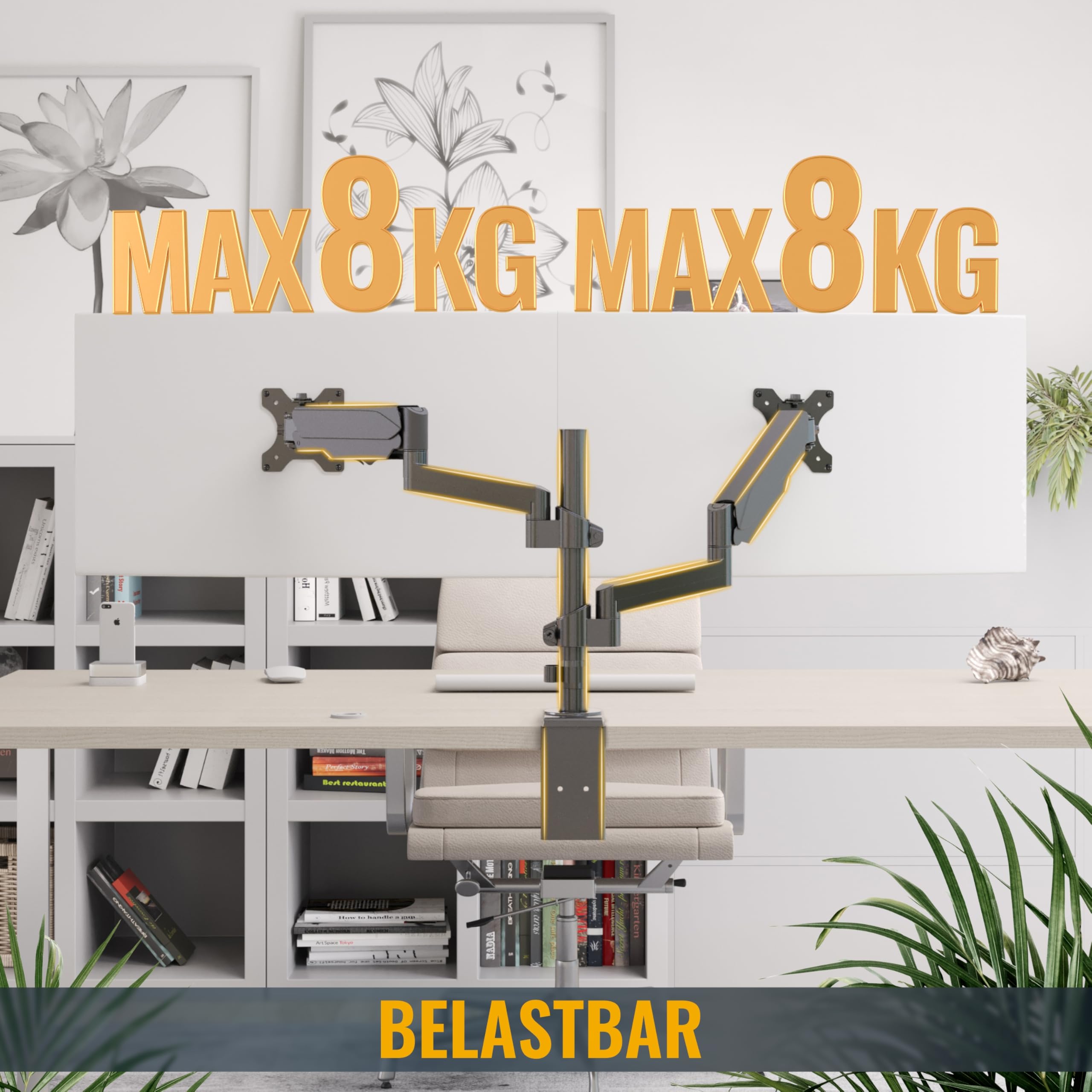 Ricoo Monitor Halterung 2 Monitore Bildschirmhalterung Dual Monitor-Arm Monitorhalterung Ständer Arme für 13-32 Zoll Computer-Monitore PC Gaming Bildschirm TS9611 Stand Tischhalterung Monitor-Halter – Bild 7