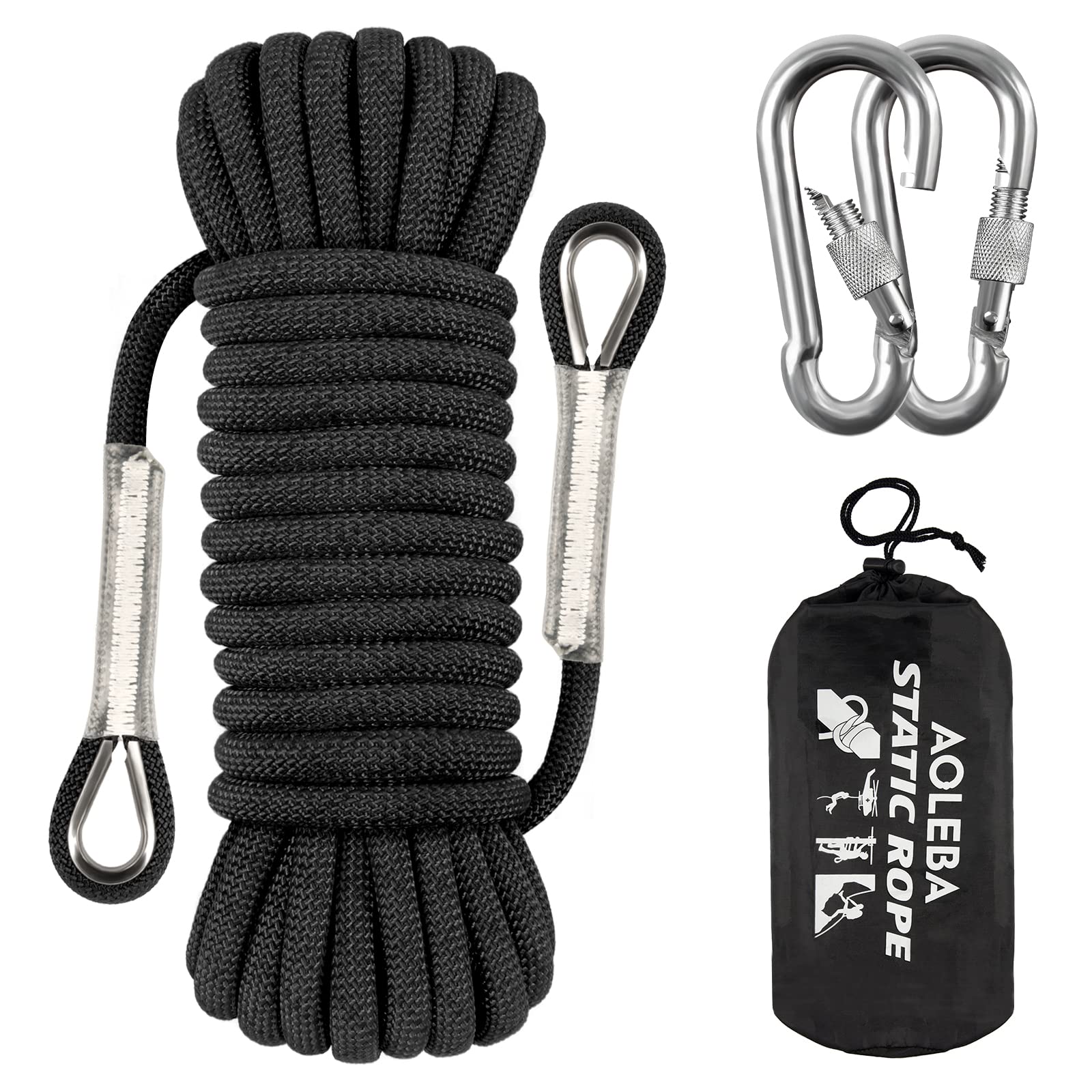 AOLEBA 10.5 mm Static Climbing Rope 10M(32ft) 20M(64ft) 30M(96ft) 50M(160ft) 70M(230ft) Outdoor Rock Climbing Rope, Escape Rope Ice Climbing Equipment Fire Rescue Parachute Rope
