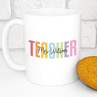 Personalised Teacher Mug - Watercolour Name | Personalised Teacher Gift, Thank You Teacher Gift | End of Year Gift, Student Leaving Gift
