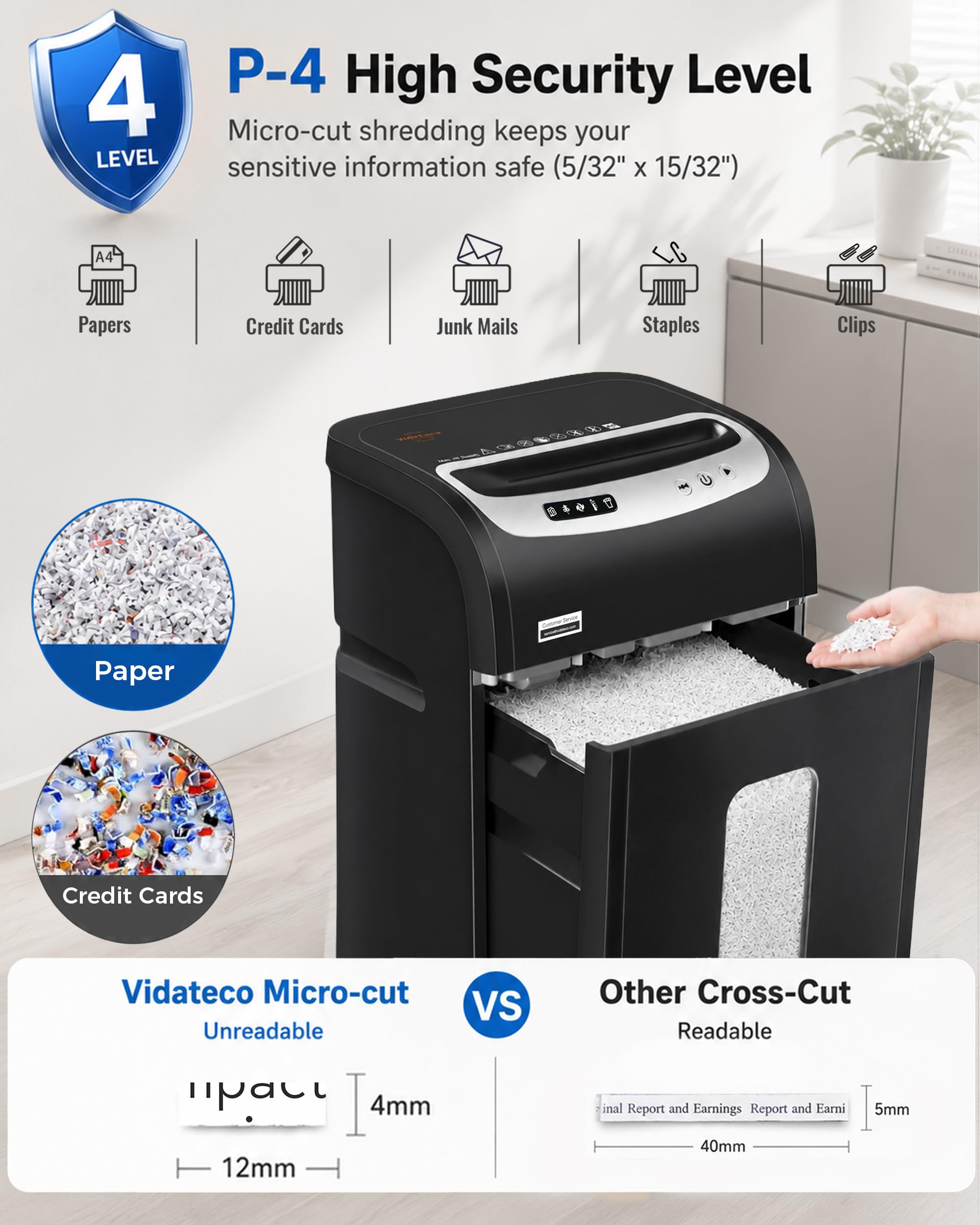 VidaTeco 18-Sheet Micro Cut Paper Shredder for Home Office Heavy Duty — Amazon image 4