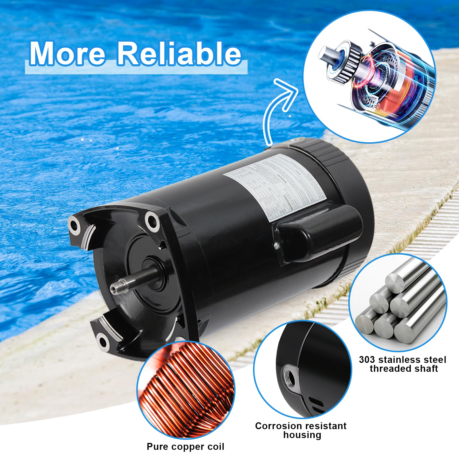 ★ Numbering★ 5795 N24CN04 Amazon.com: B2854 Pool Pump Motor 1.5 HP, 3450 RPM, 1.1