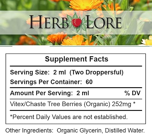 Miniatura 6 de Herb Lore Organic Vitex Tincture - Suplemento líquido de casteberry para mujeres, extracto de bayas de árbol casto, sin alcohol (4 onzas líquidas)