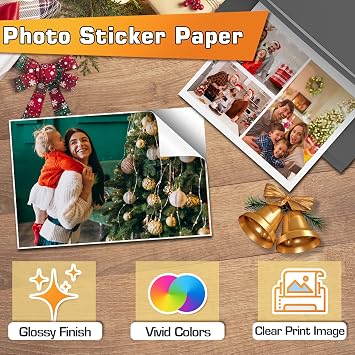 Koala Printable Glossy Sticker Paper for Inkjet Printer, 120 Sheets | White, 8.5x11 Inch Self-Adhesive Photo Sticker Printer Paper for Crafts