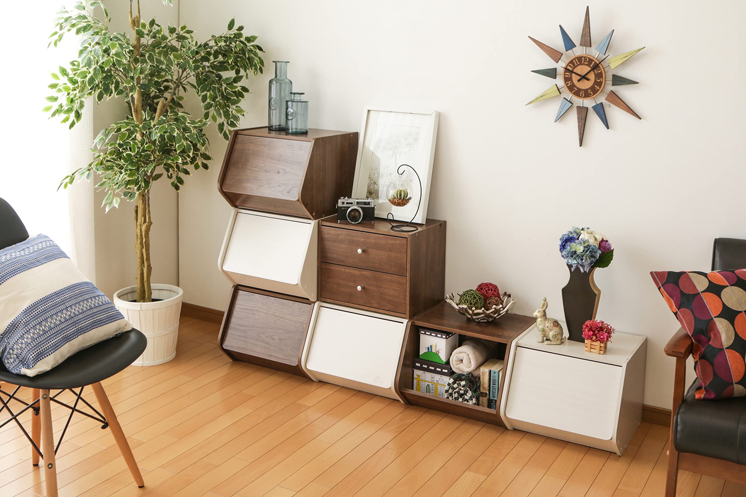 Scaffale Modulare IRIS OHYAMA STB-400 - Contenitore Impilabile In Legno, Quercia Bianco - Foto 6