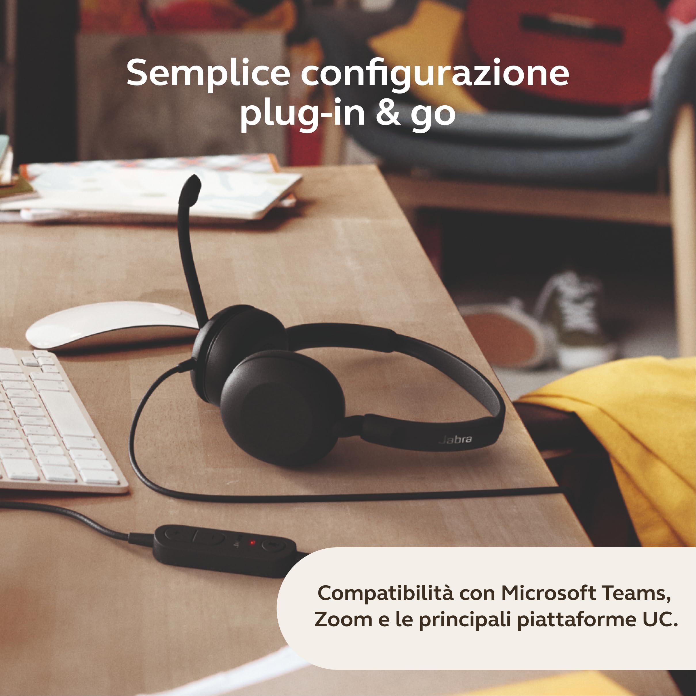 Jabra Novità Evolve 10 Cuffie - con microfono con cancellazione del rumore per PC/laptop - USB-A - Certificazione TCO - Leggere - Controlli per chiamate/volume per riunioni online - Nero