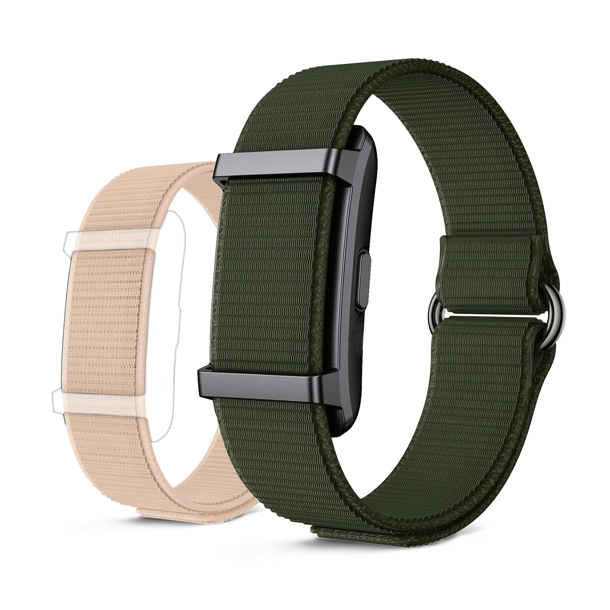 KSIX Vitalis Go Smartband sin Pantalla, Monitor Frecuencia Cardíaca, Oxígeno, Temperatura, Sueño, Estrés, 5 ATM, 30 Días Autonomía, 2 Correas Verde y Beige