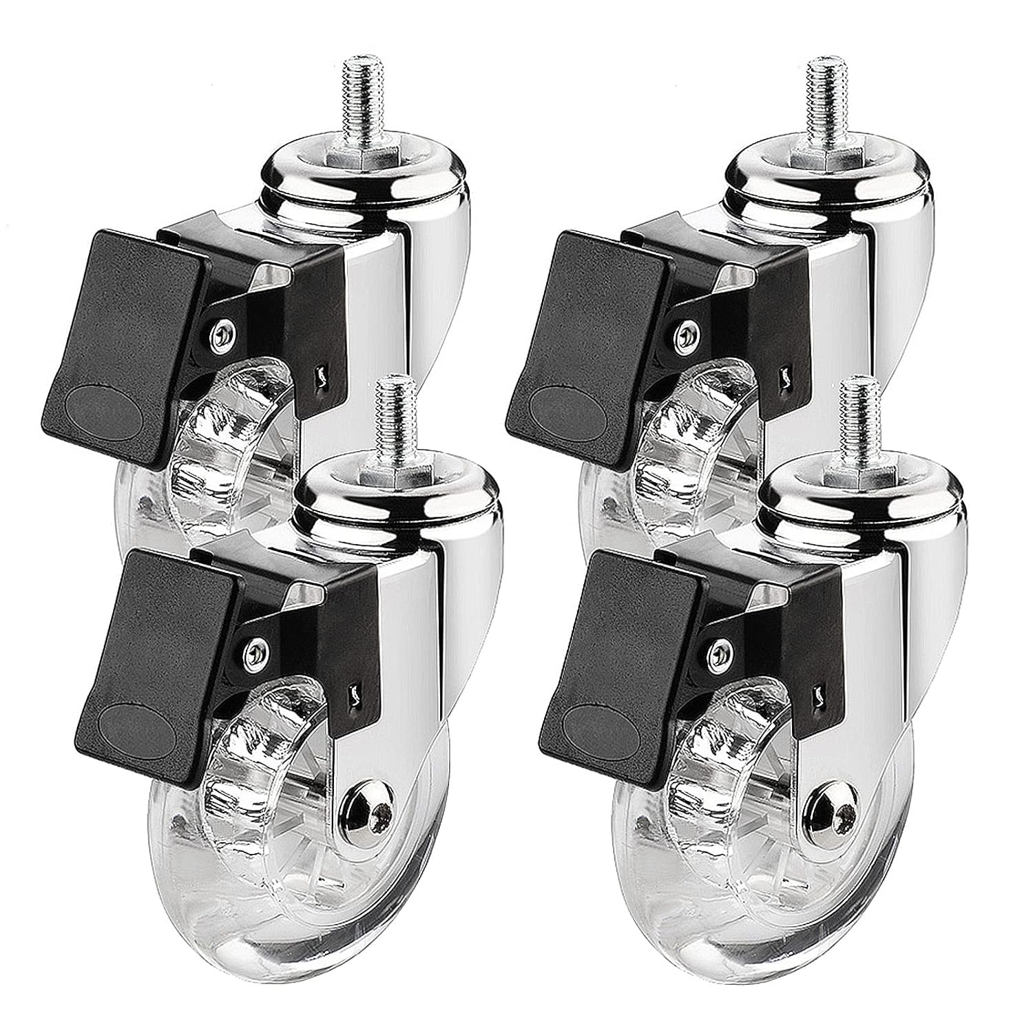 Set di 4 ruote girevoli per cancelli in legno resistenti da 75 mm, con perni filettati M8 x 15 e M10 x 15, ruote girevoli in gomma per una mobilità esterna liscia