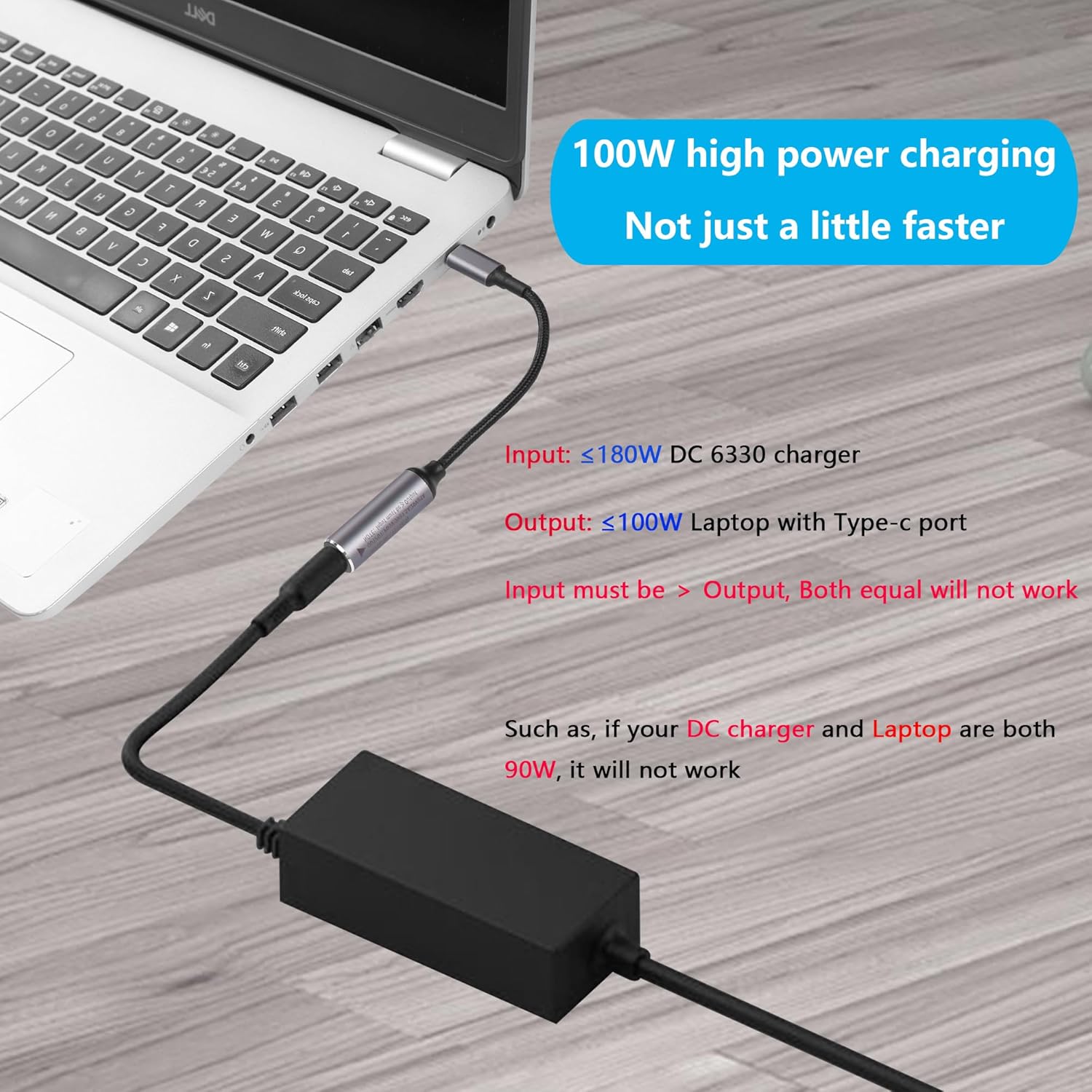 SinLoon PD 100W Laptop Charger Adapter With DC 6.3mm x 3.0mm Female Input to USB Type C Male Power Charging Cable DC6330 - PD Automatic Identification Chip for Phone, Tablet, Laptop image 2 of 7 B0CZ9KM7ZS