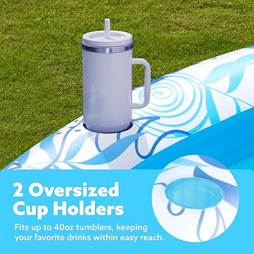 Miniatura 4 de Sloosh Flotador inflable para piscina, flotador ovalado de 70 x 50 pulgadas para adultos, flotadores de balsa para piscina, tumbona personal para