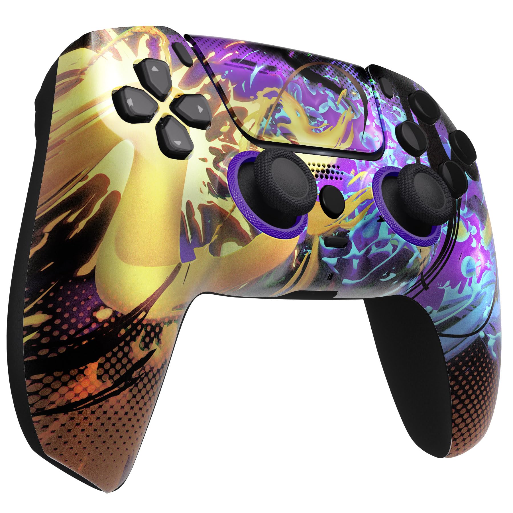 eXtremeRate Luna Cover per ps5 Controller Joystick,Shell Frontale Touchpad Ricambio,Scocca Ridisegnata&Anelli per ps5 Joypad BDM 010/020/030/040/050-Combattimento Schizzato