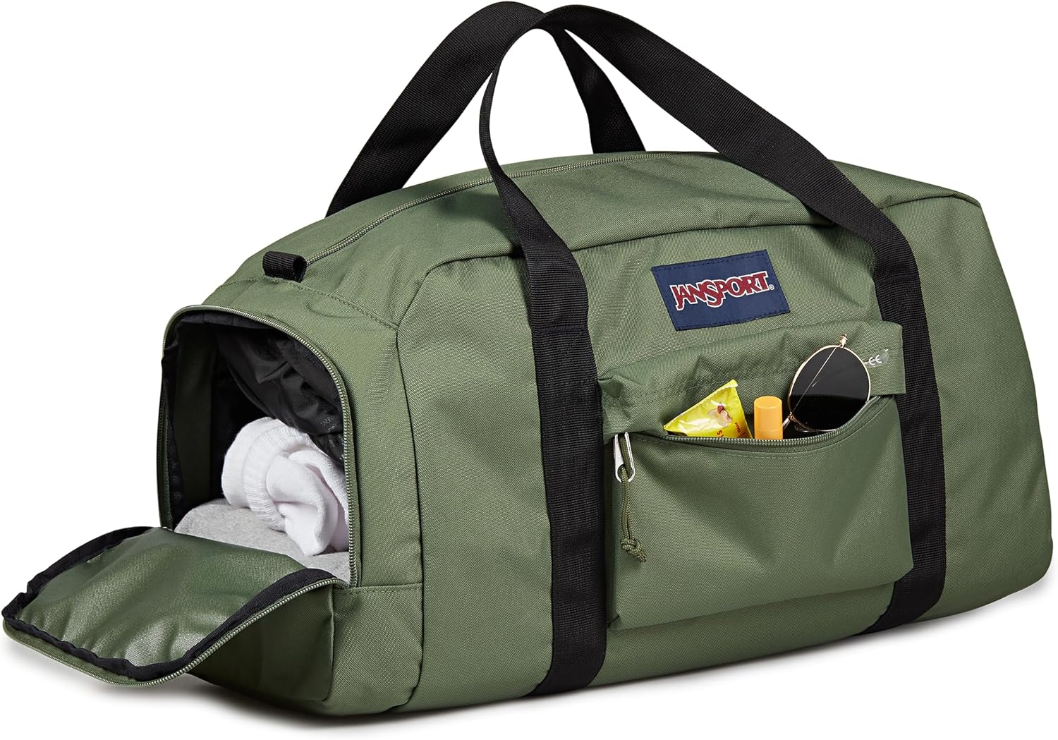 JanSport Weekender Medium Duffel - Travel or Gym Bag, Durable Weekender with Front Utility Pocket & Side Grab Handles - Cargo Green - Image 5