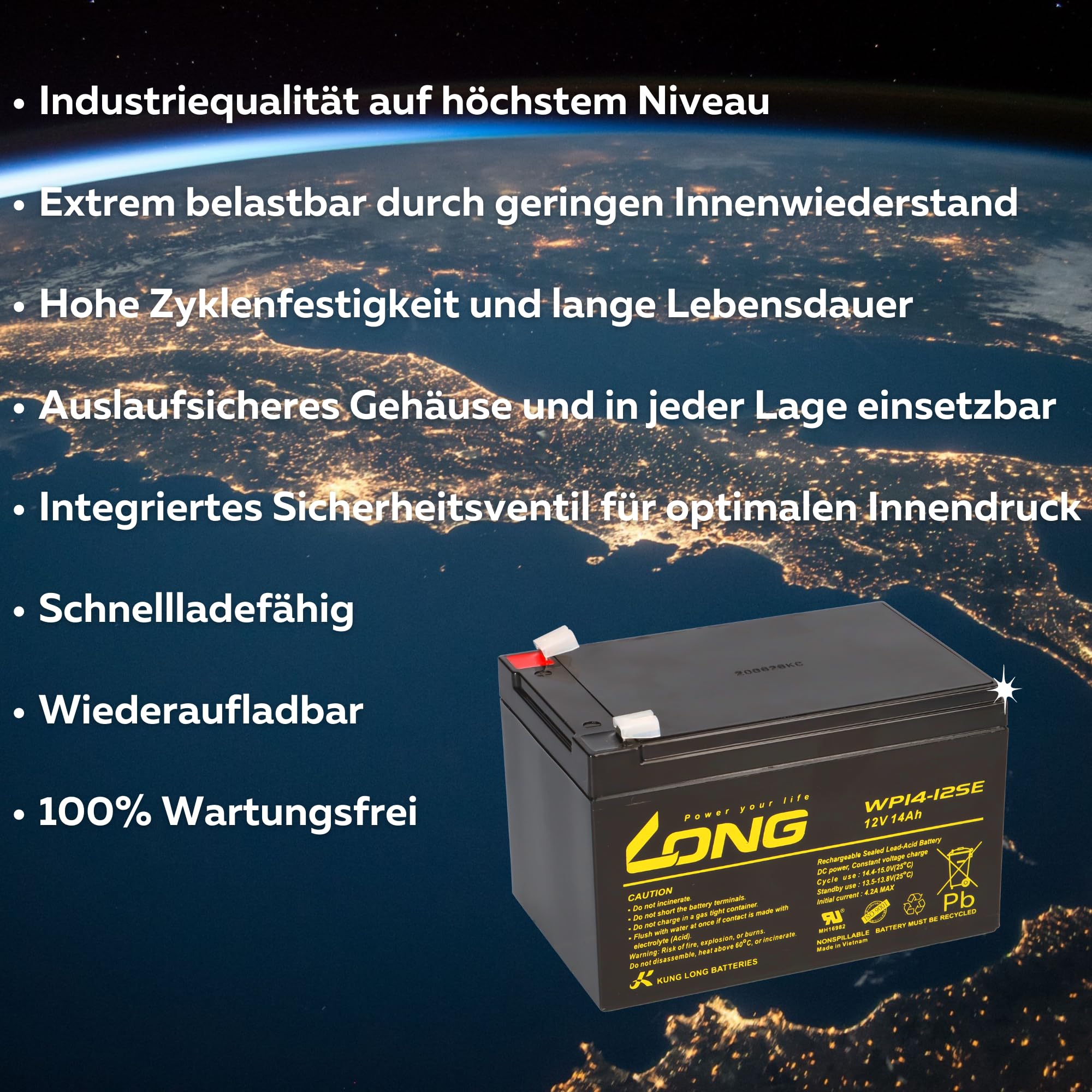 Akku Kompatibel Elektro Scooter MZ Charly 48V 4X 12V 14Ah AGM Blei Accu Wie 15Ah - Langlebig - Wartungsfrei - Zuverlässig - Ersatzakku - Akku