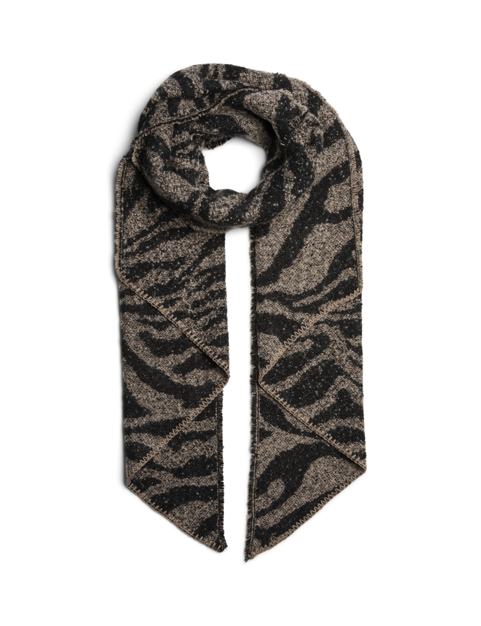 PIECES Pcpyron Women's Long Animal Scarf Noos BC Scarf, White Pepper/Aop: zebra, One size