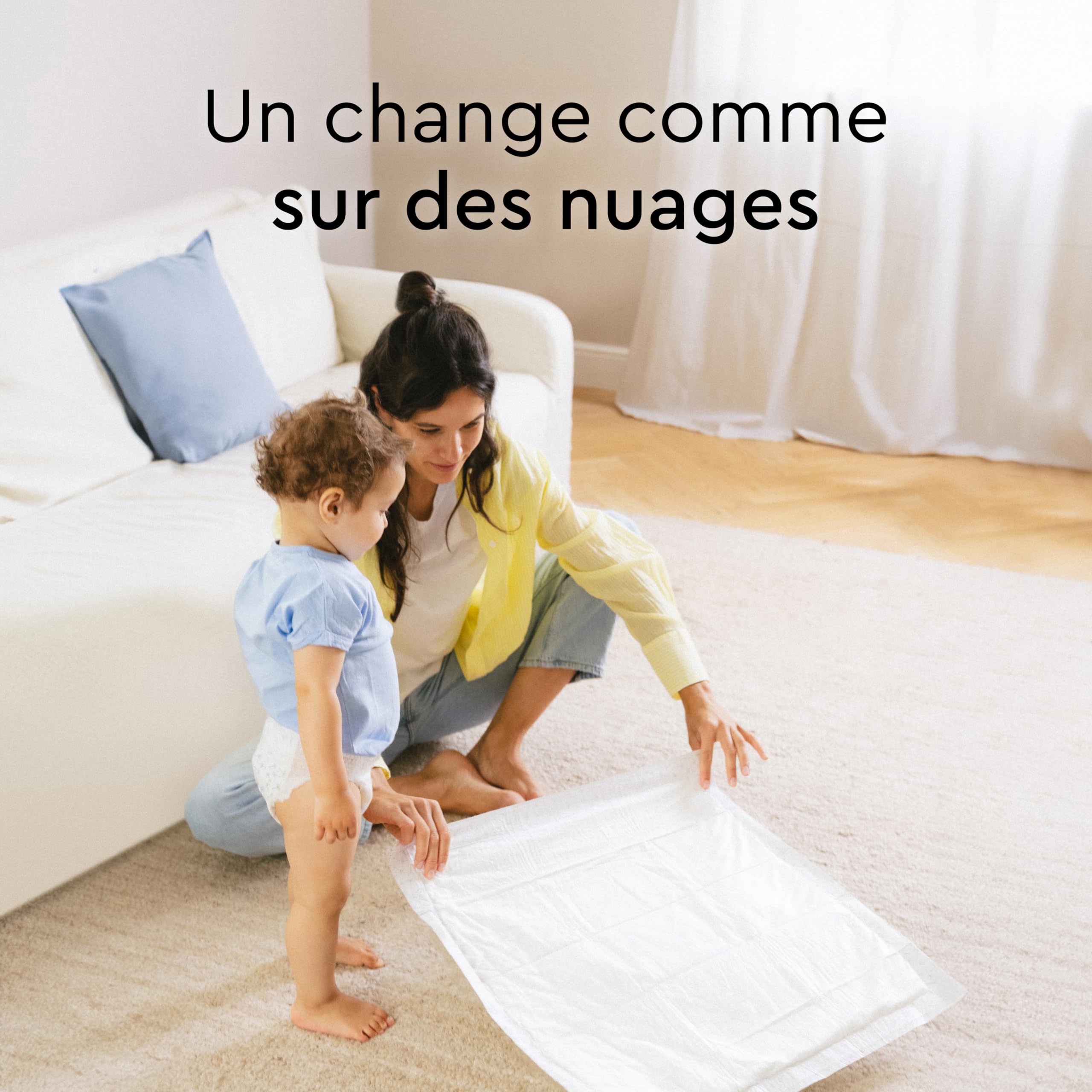 LILLYDOO Matelas à Langer Hypoallergéniques pour Bébé 60x60 cm, 50 pièces (5x10), Alèses Ultra-douces pour les Peaux Sensibles, Sans Parfum ni Lotion, Testés Dermatologiquement
