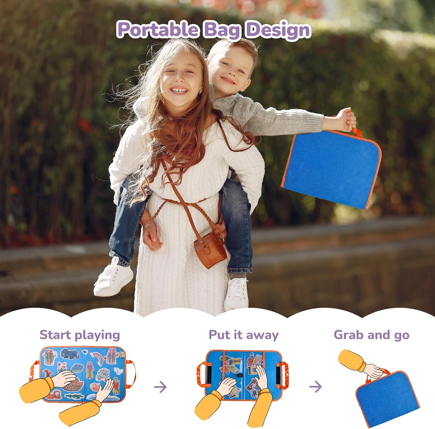 CHEFAN 4 Sets Bible Felt Board Stories Set and large Foldable Felt Board Bundle