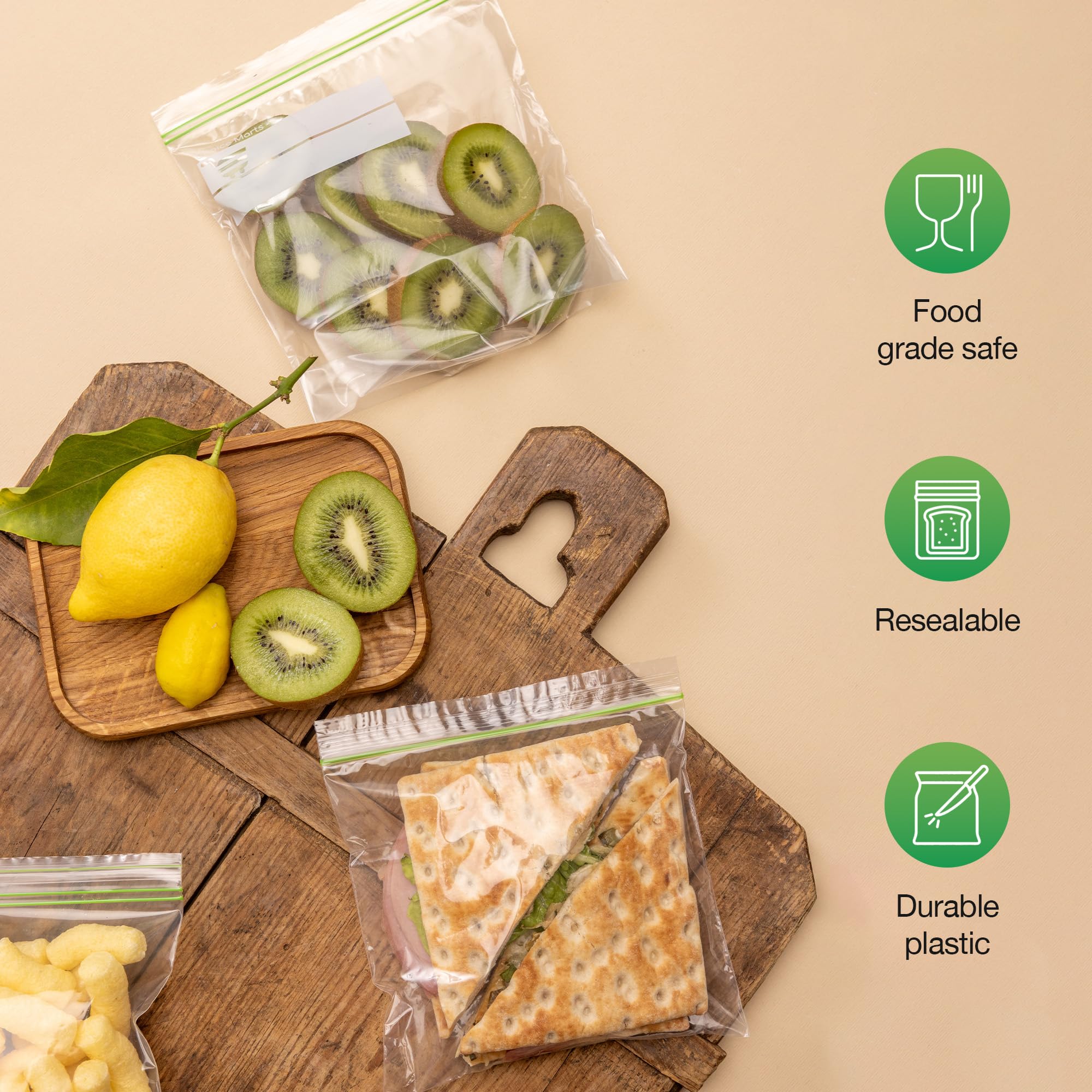 Baggies - Paquete variado de 200 unidades con 50 galones, 50 cuartos de galón, 100 sándwiches, bolsas de congelador resistentes 3