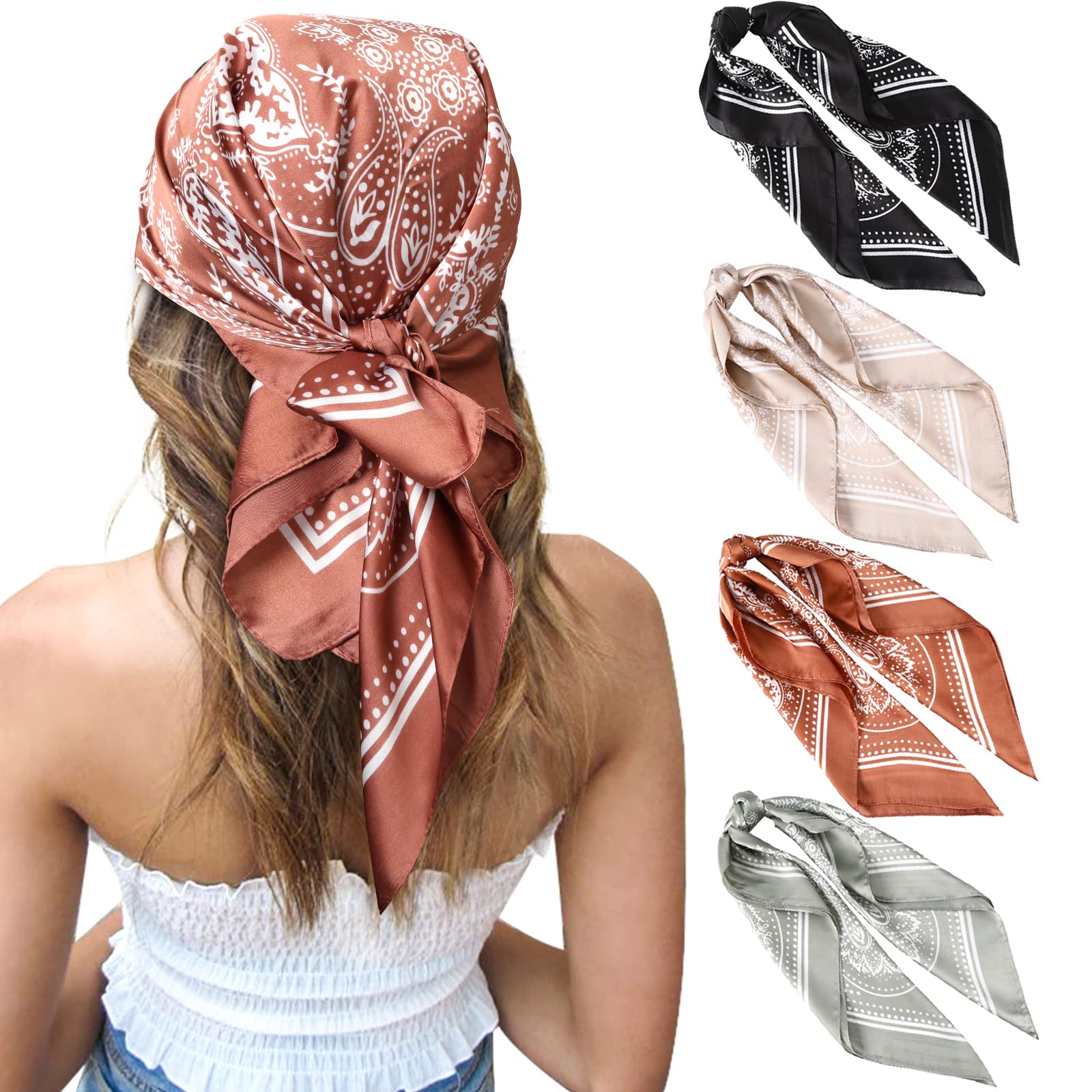CHLINS Silk Feeling Square Head Scarf