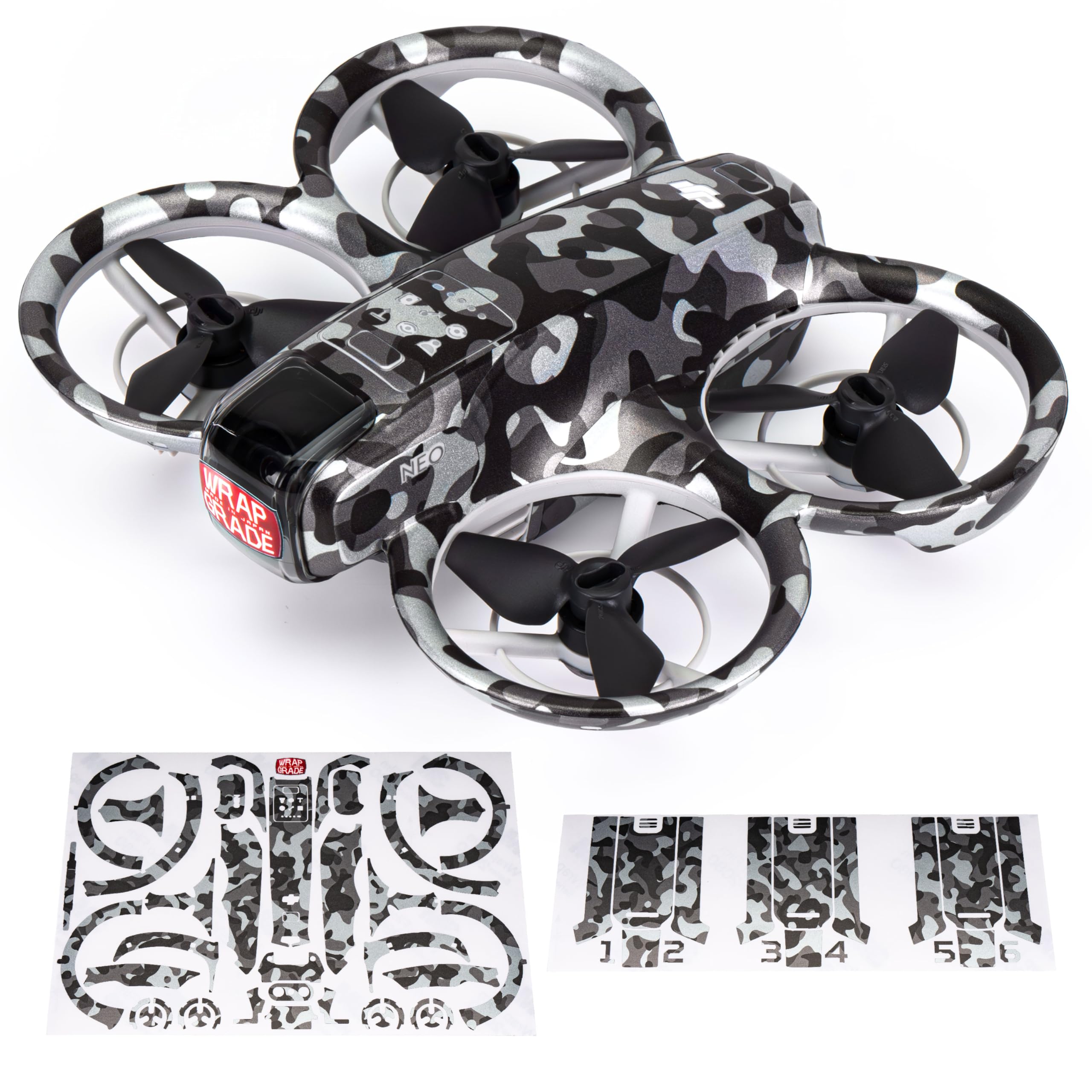 WRAPGRADE Skin Sticker Compatible with DJI NEO Full Wrap (Grayish CAMO)
