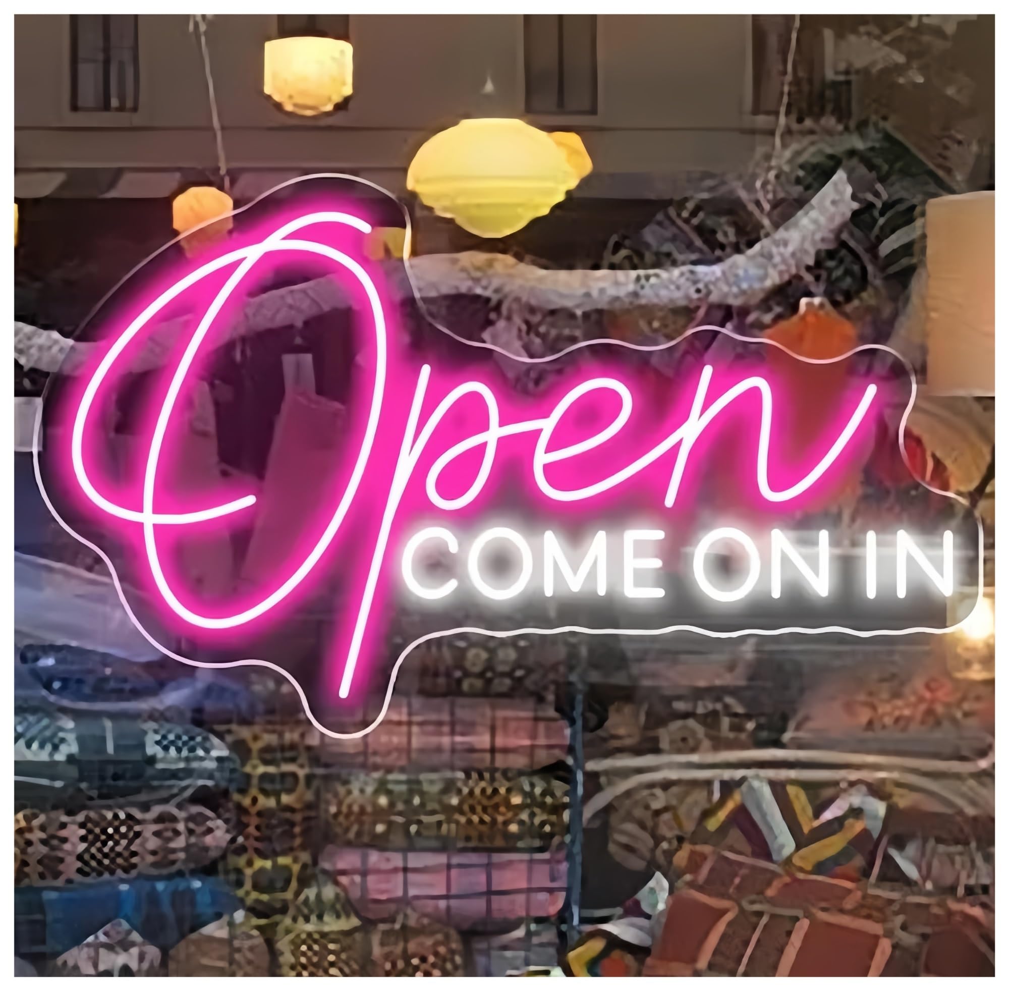 Sign Lamp Open Come On in Neon Sign for Restaurant Bar Shop Store Welcome 50cm(B)