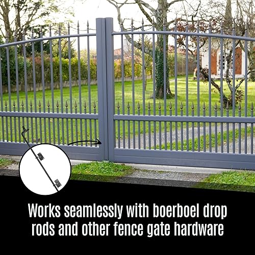 Miniatura 6 de Perno de caña negra con recubrimiento en polvo para puertas de valla de madera y vinilo, tubo de varilla de caída de 36 pulgadas con mecanismo de