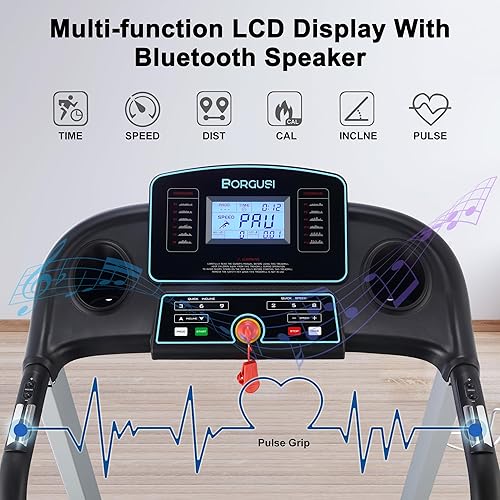 Miniatura 6 de Cinta de correr con inclinación automática con capacidad de 300 libras, 17.5 pulgadas de ancho, 3 HP plegable, velocidad máxima de 8.5 MPH, máquina