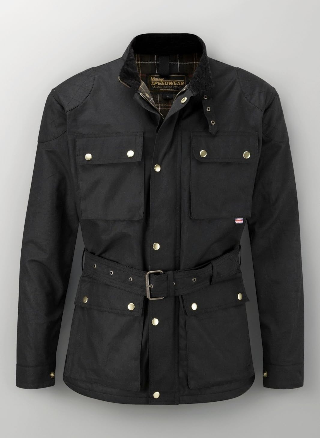 Classic Black Waxed Cotton Motorcycle Jacket