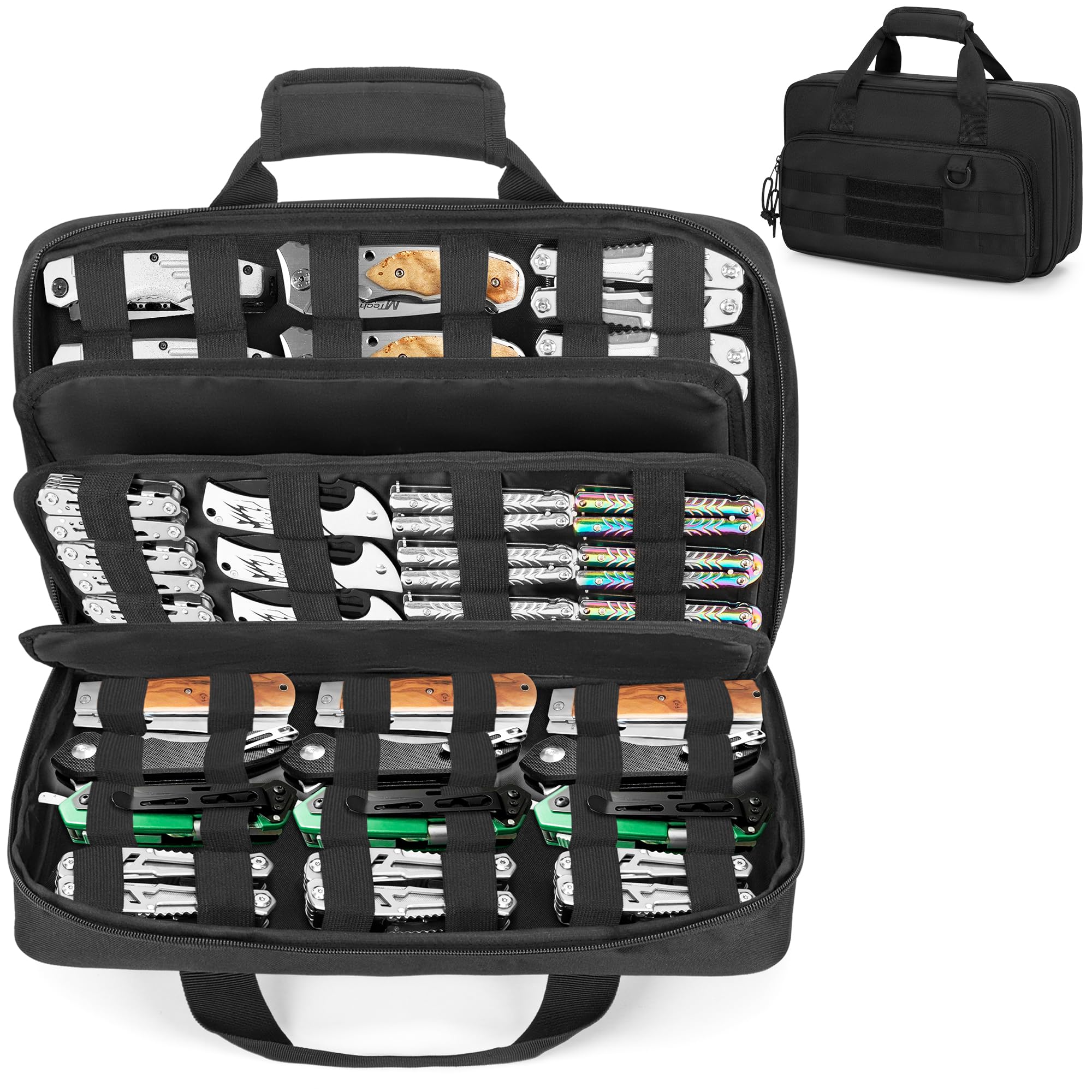 samdew Butterfly Knife Display Bag for 66+ Pocket Knives, Bag Only