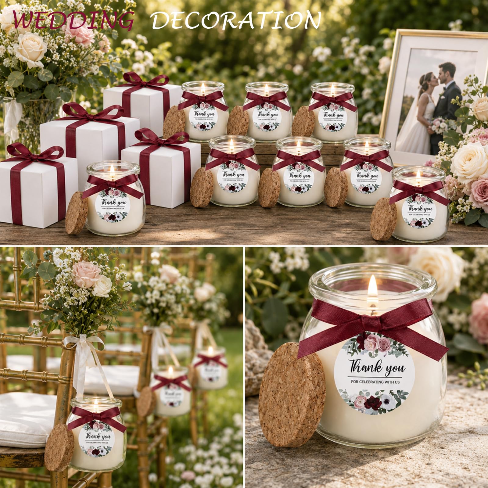 MTLEE 20 candele di cera di soia con barattolo di vetro, ideali come bomboniere per matrimoni, matrimoni, addio al nubilato, addio al nubilato, addio al nubilato