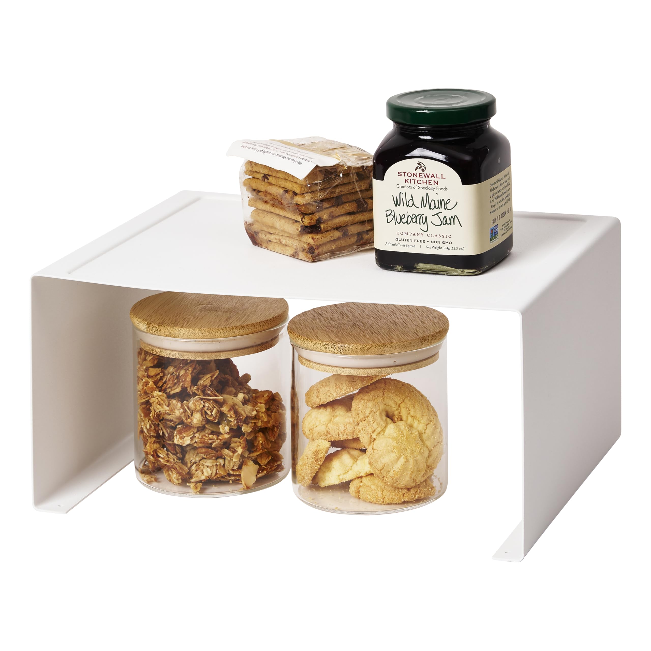 home Tower Stackable Kitchen Rack Storage Organizer Counter Shelf, Large, White