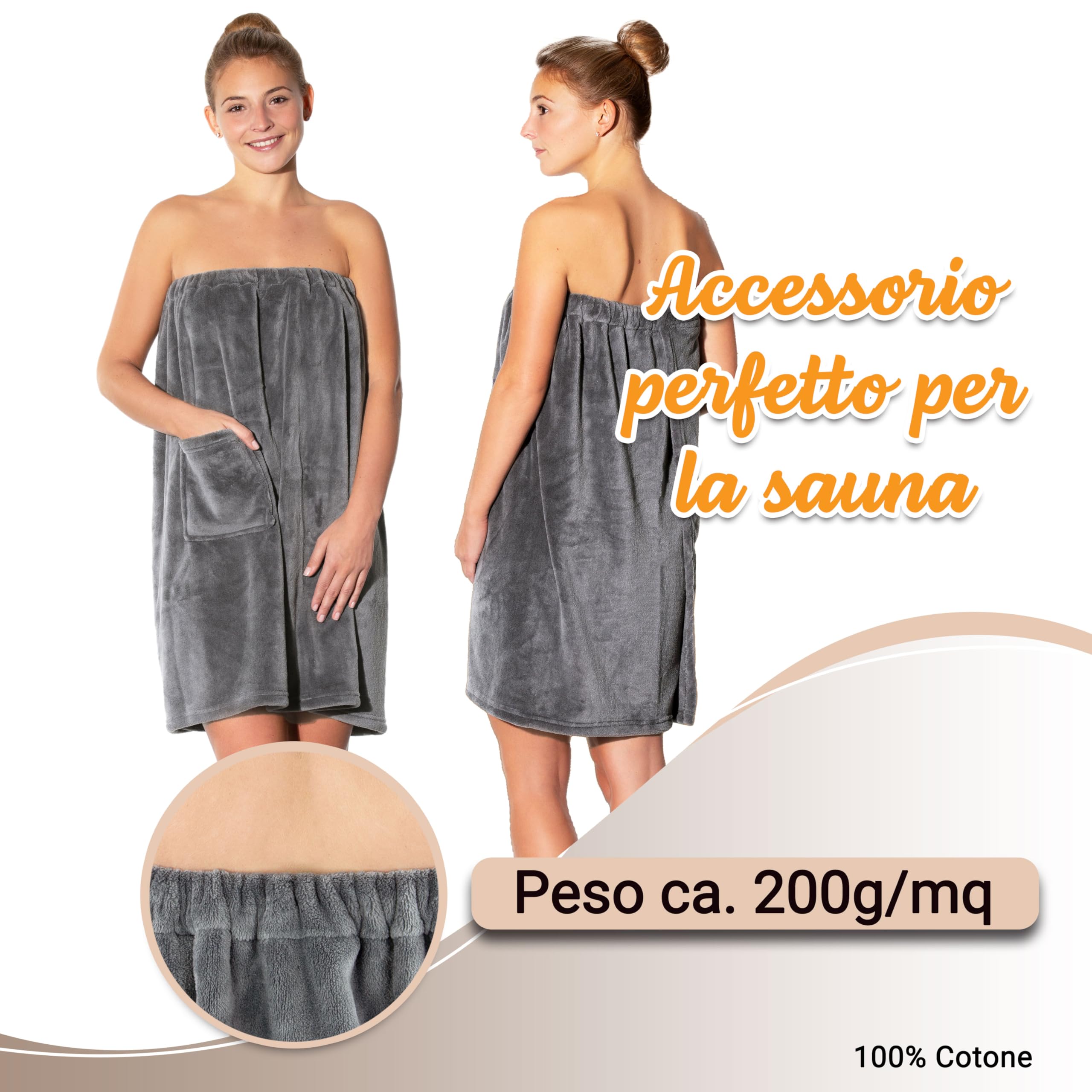 ZOLLNER Kilt da sauna donna - morbido sulla pelle e assorbente - Poliestere - con fascia elastica e chiusura a strappo - Lavabile a 40°C, 295
