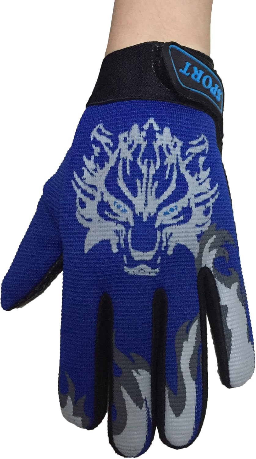 Bike Cycling Gloves for Children Full Finger Non-Slip Breathable Kids Gloves Warm Sport Mittens (Blue) : Sports & Outdoors