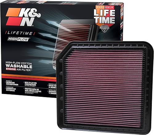 K&N Filtro de aire de motor de por vida original de alto flujo: Aumento de potencia: Premium, Lavable: Compatible con Infiniti/Nissan 2010-2024: