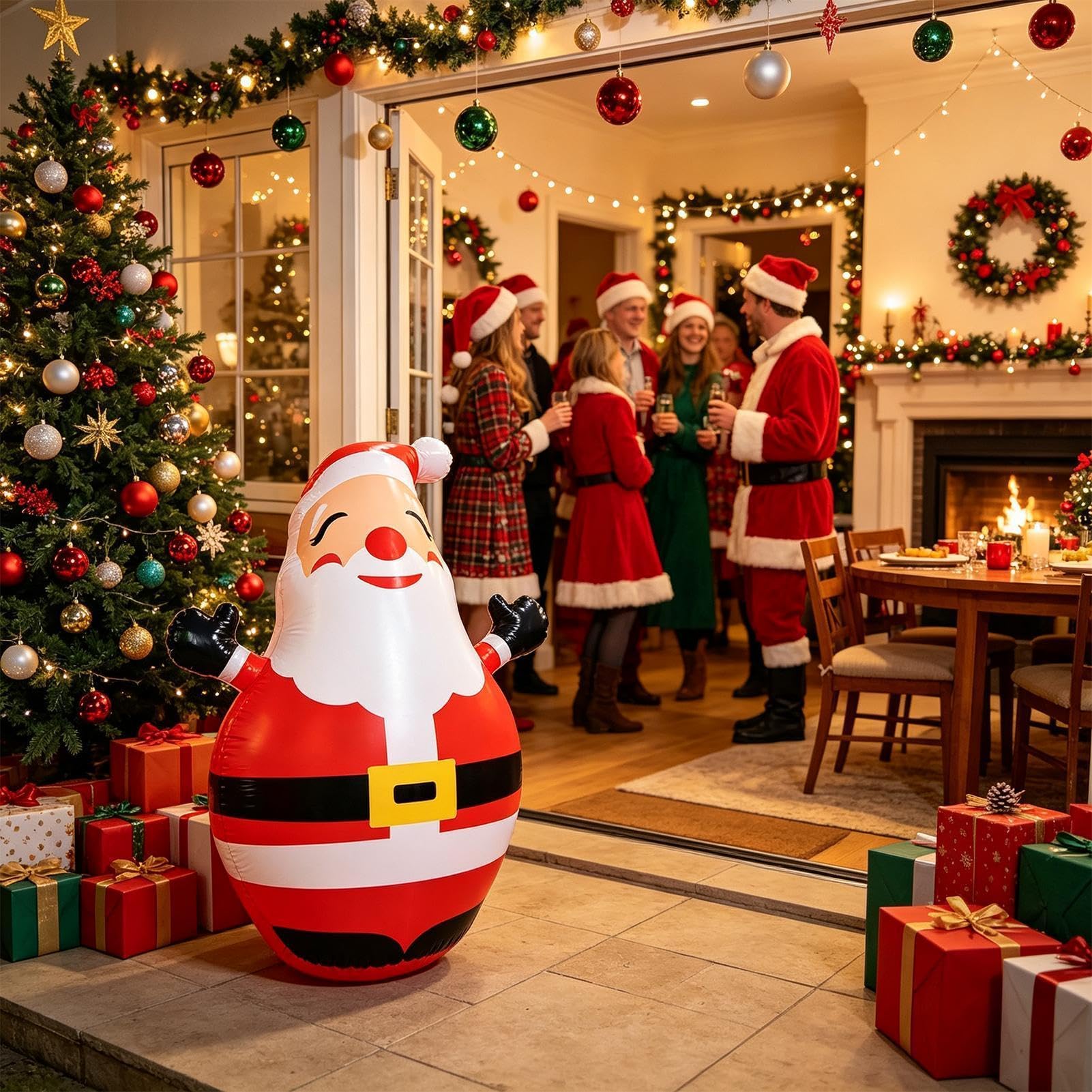 Decoraciones Navideñas Hinchables Para Jardín Figura Con Luz LED Adorable | Decoración Navideña Hinchable Para Escaparate, Puerta, Espacios Exteriores, , Patio, Jardín, Césped,
