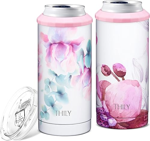 Miniatura 5 de THILY Skinny - Enfriador de latas para cerveza delgada y seltzer duro, soporte de bebida aislado al vacío para latas delgadas de 12 onzas, vaso