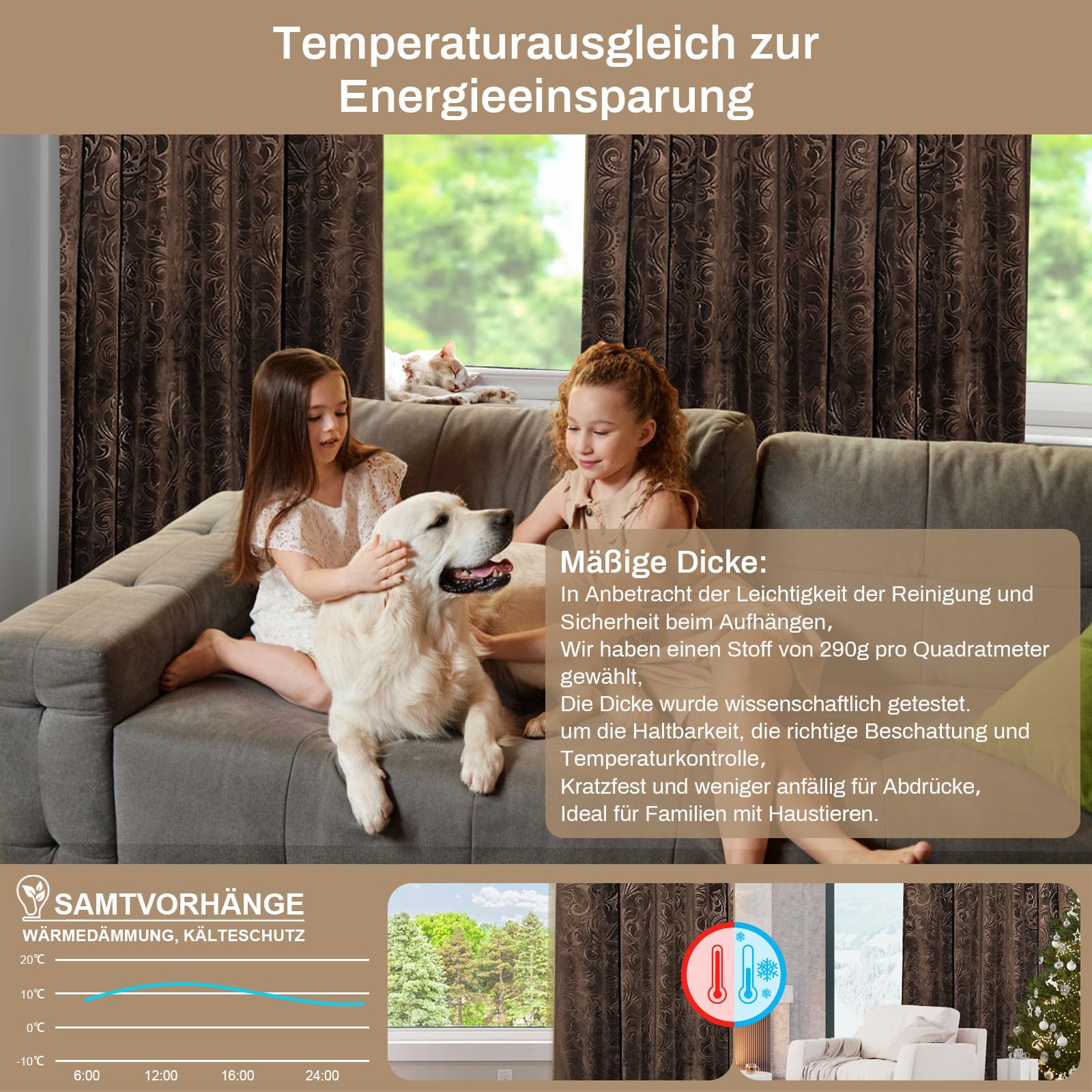 Rosnek Fluwelen gordijnen, beige, plooiband, set van 2, H 260 x 132 cm, thermogordijn, luxe gordijn, ondoorzichtig met patroon, overgordijnen, verduistering, barok decoratie voor woonkamer, beige Rosnek Fluwelen gordijnen, beige, plooiband, set van 2, H 260 x 132 cm, thermogordijn, luxe gordijn, ondoorzichtig met patroon, overgordijnen, verduistering, barok decoratie voor woonkamer, beige