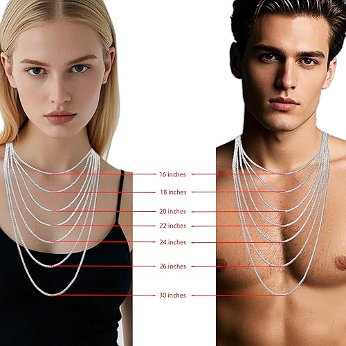 Miniatura 6 de nometo Cadena Sólida de Plata de Ley 925 Cadena de Caja Cadena de Cuerda Cierre de Langosta Cadena de Plata para Hombres Cadena de Collar de Plata