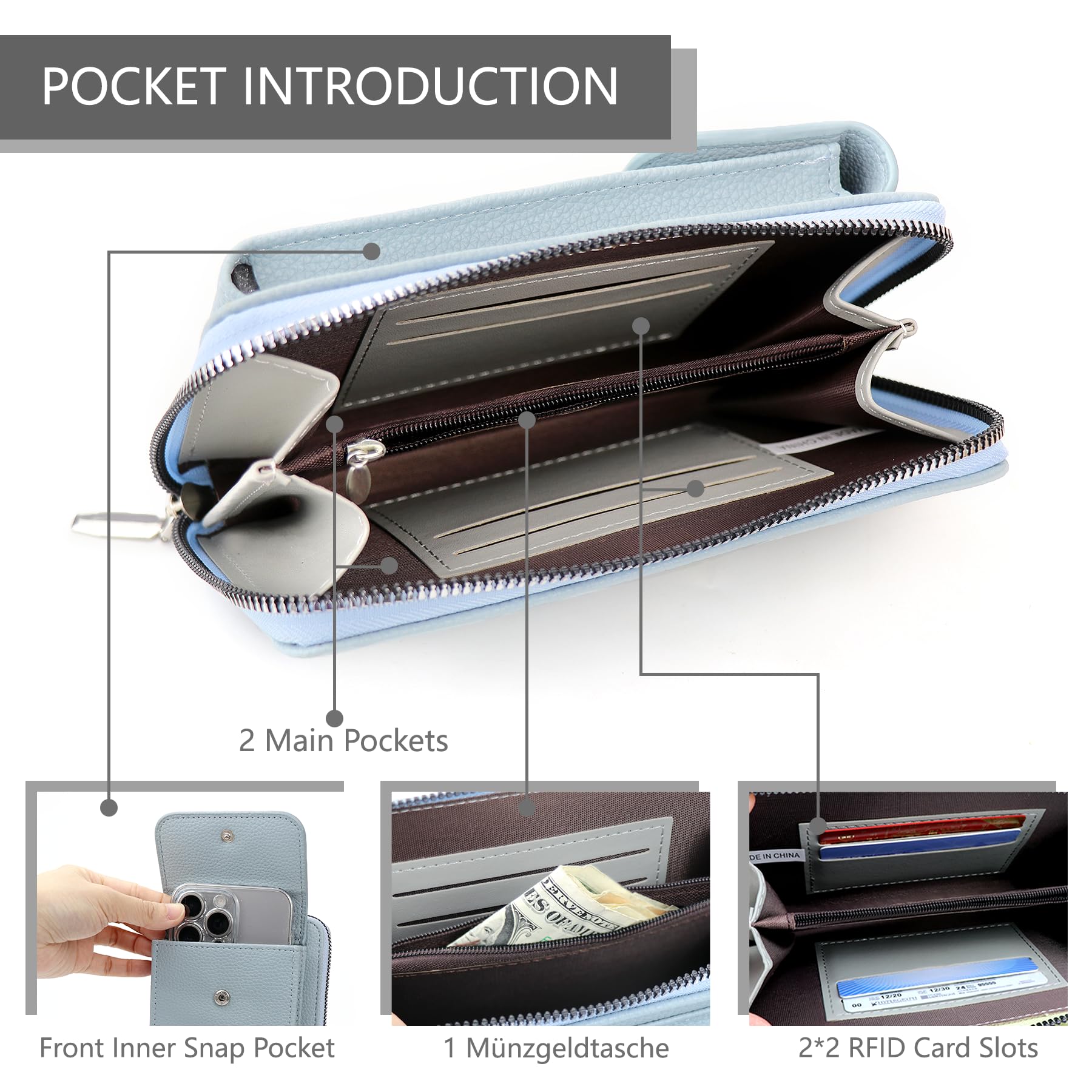 Klein Handytasche zum Umhängen, PU Leder Kleine Umhängetasche Damen, Handy Tasche zum Umhängen verstellbarer Riemen unter, Handy Schultertasche ür Handy unter 7 Zoll