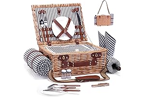 Straw Picnic Basket Set for Romantic Picnics and Outdoor Gatherings