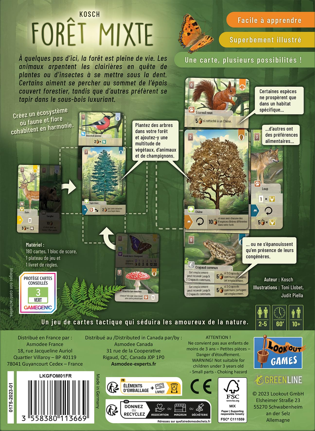 Asmodee - Foret Mixte Jeu de Base - Jeu de Cartes Nature - 60 Min | Adultes Enfants dès 10 Ans - Jeu de Société Tactique - Créer Un Ecosystème - 2 à 4 Joueurs - En Français - Lookout Games